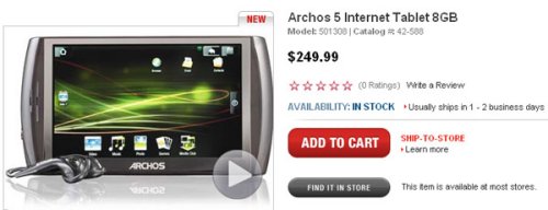 The Archos 5 Internet Tablet